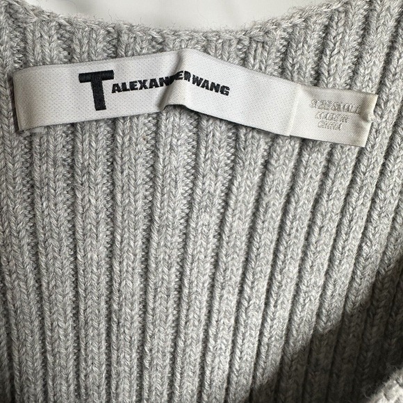Alexander Wang Sleeveless Ribbed Sweater Midi Dress Front Zip Womens Gray Size S - Picture 6 of 6